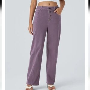 Halara Flex High Waisted Straight Leg Pull On Jeans Pants Womens Size S Purple
